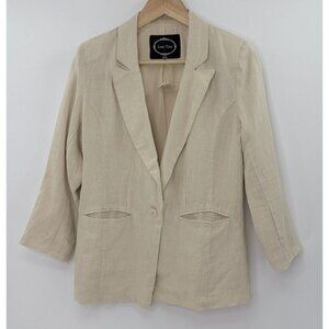 Love Tree Beige Linen-Blend Juniors Size Blazer